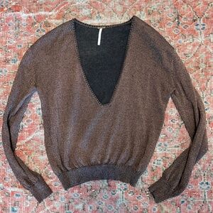 ✨ Free People Shimmer V-Neck Knit Sweater - Size S (S/P) ✨